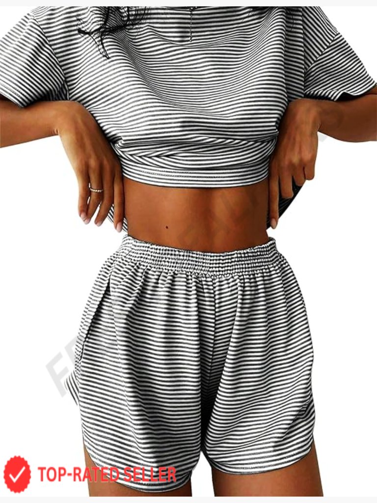 Women's 2 Piece Pajama Set Short Sleeve Lounge Shorts Set Nightwear